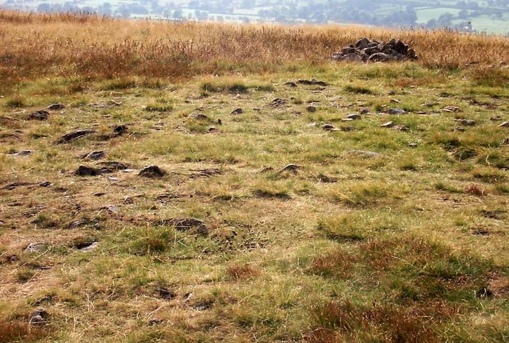 Remnants of the cairn-spoil cover the ground where the monument once stood proud!