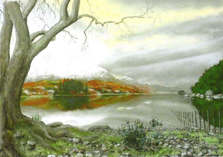 Loch Maree, looking south. Painting © Bryan Islip