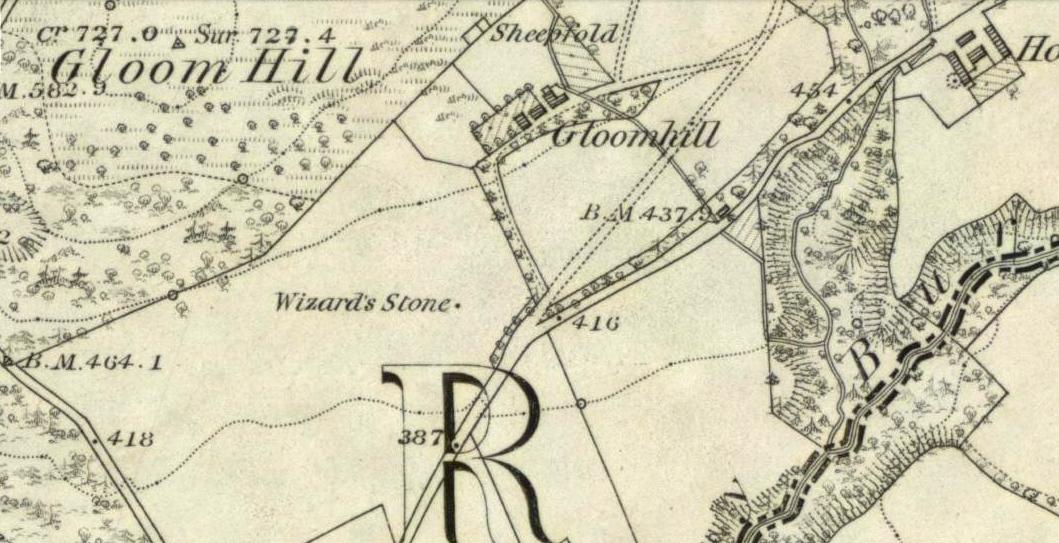 Wizard's Stone on the 1866 OS map