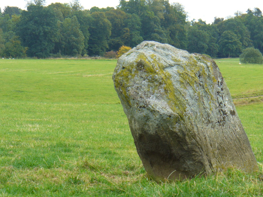 Alignment to Monzie stone circle, just visible in field