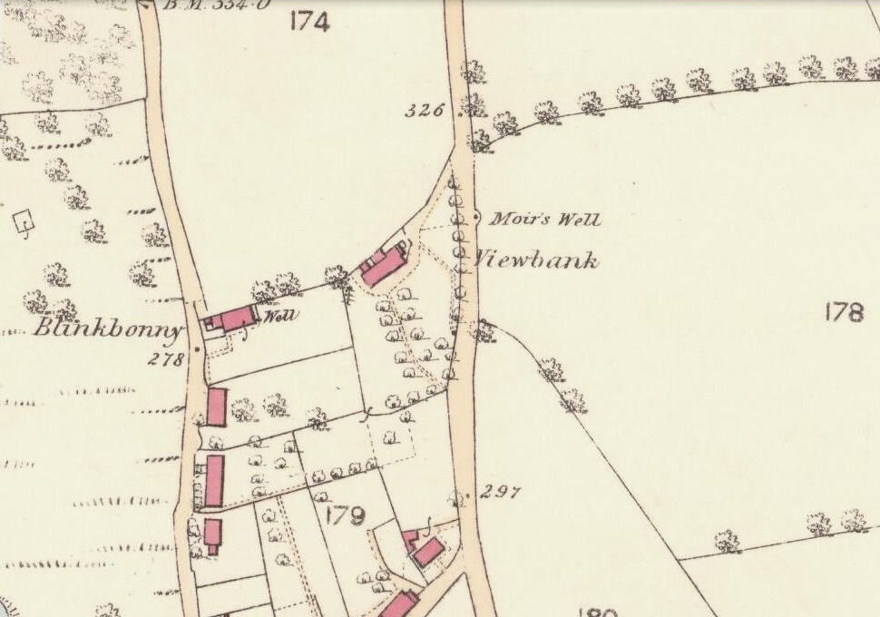 Moirs Well on 1866 OS-map