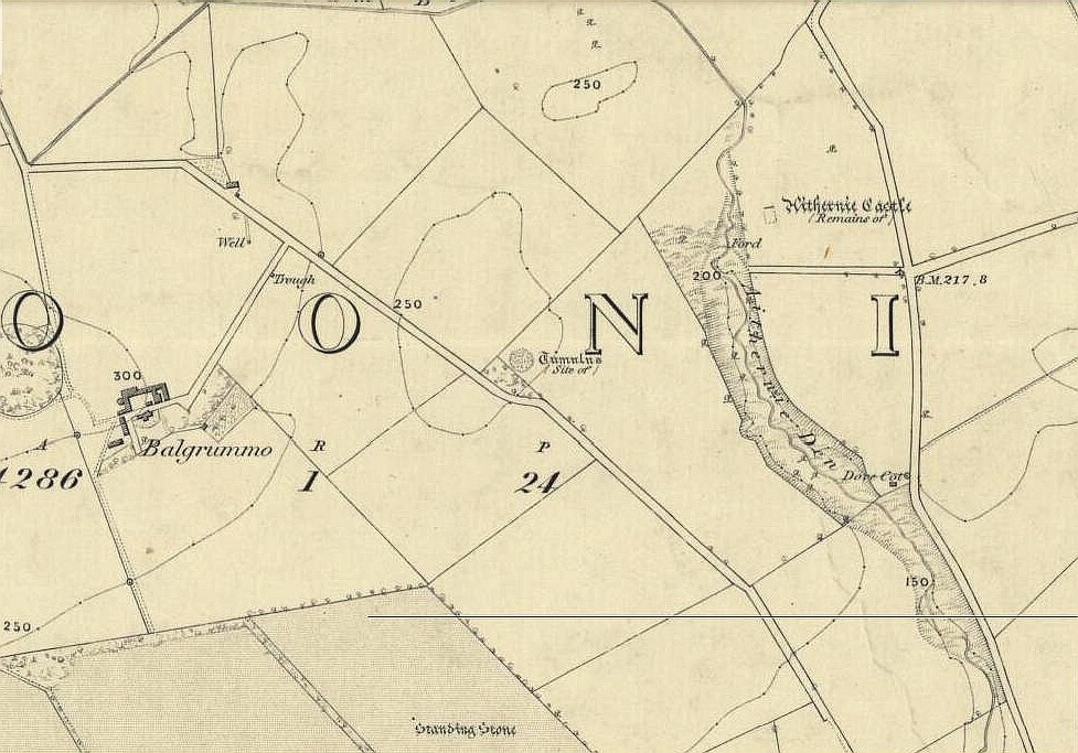 Aithernie tumulus on 1855 OS-map