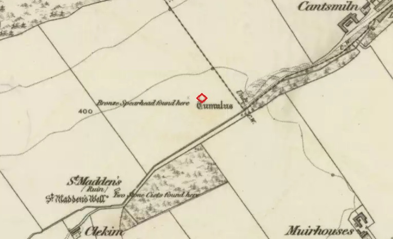 The site highlighted in red on the 1865 6" OS Map.