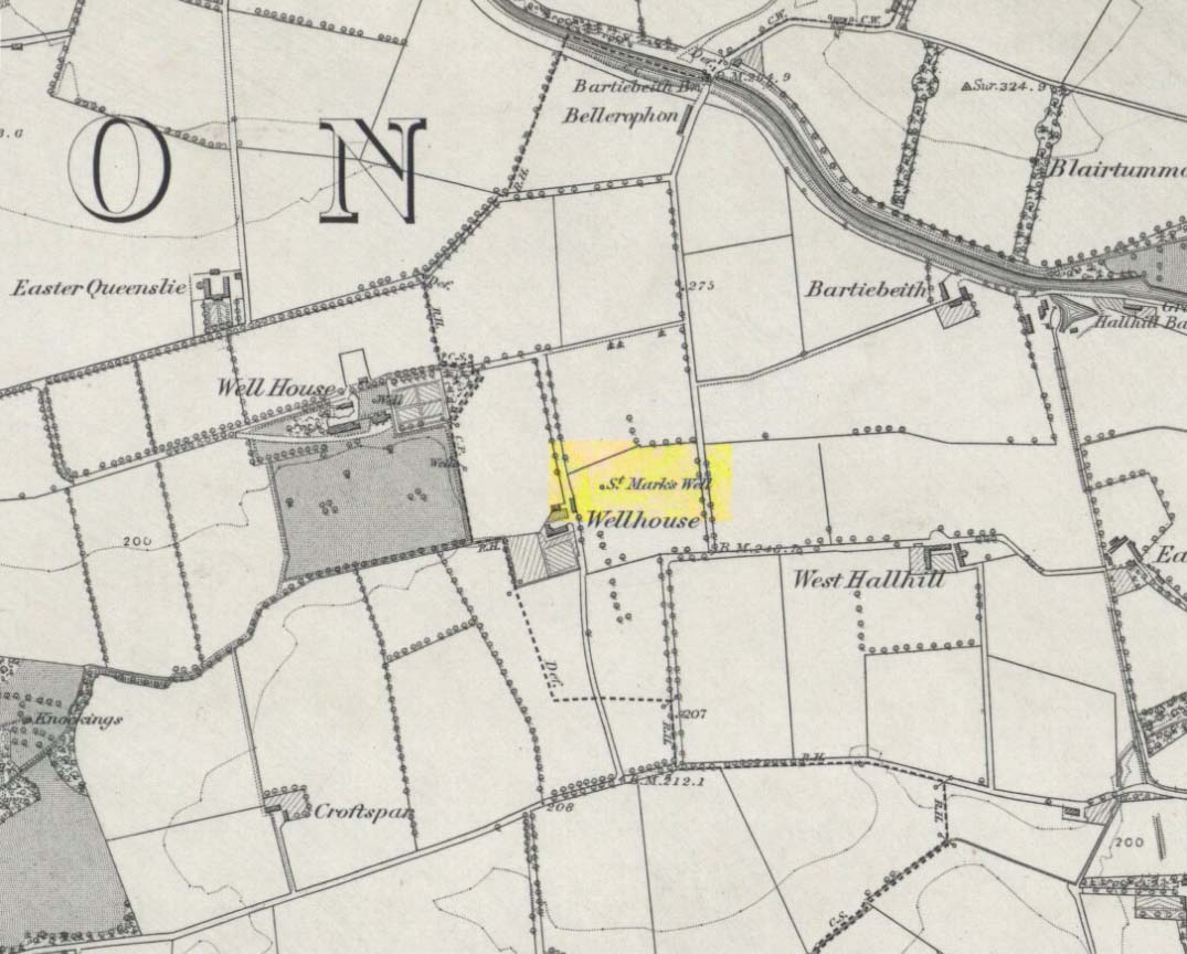 St Marks Well on 1864 map