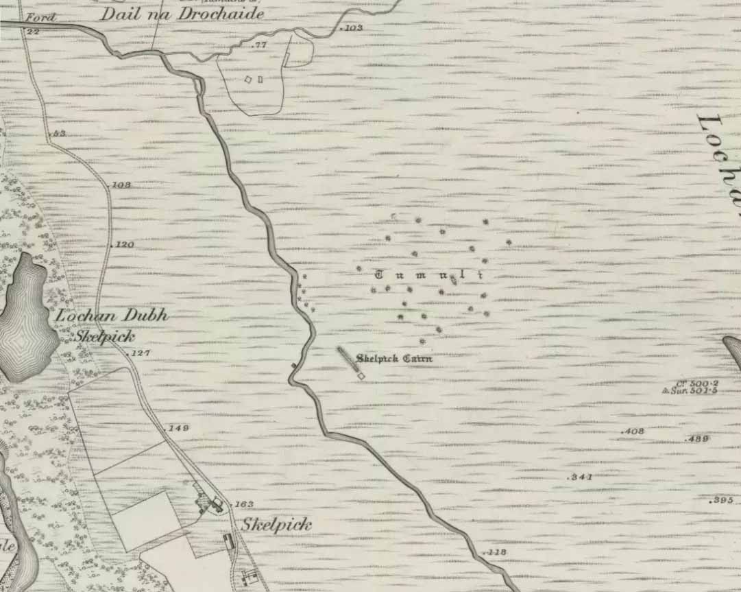 Mass of cairns on 1878 map