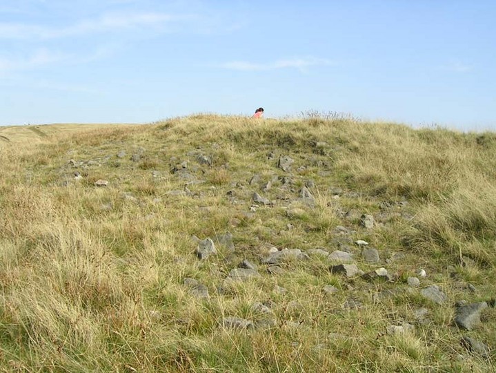 Looking up to the height of the Badger Wells Cairn