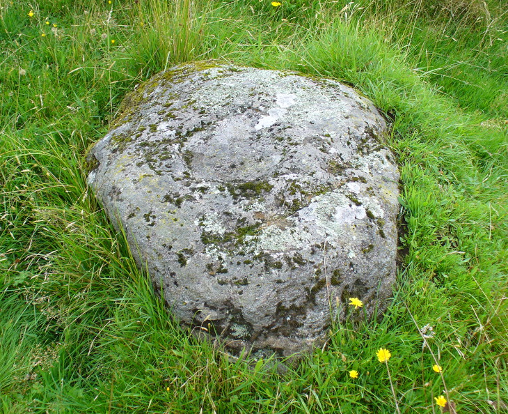 Carved stone in one of the fields across the road