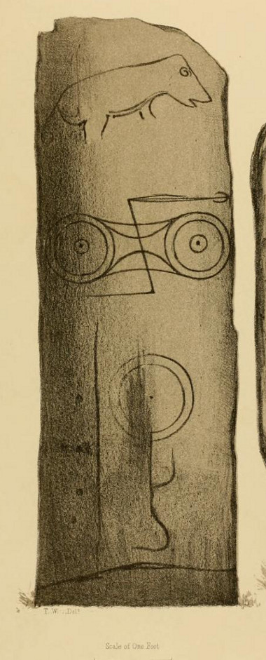 Stuart's 1854 drawing of the carved stone